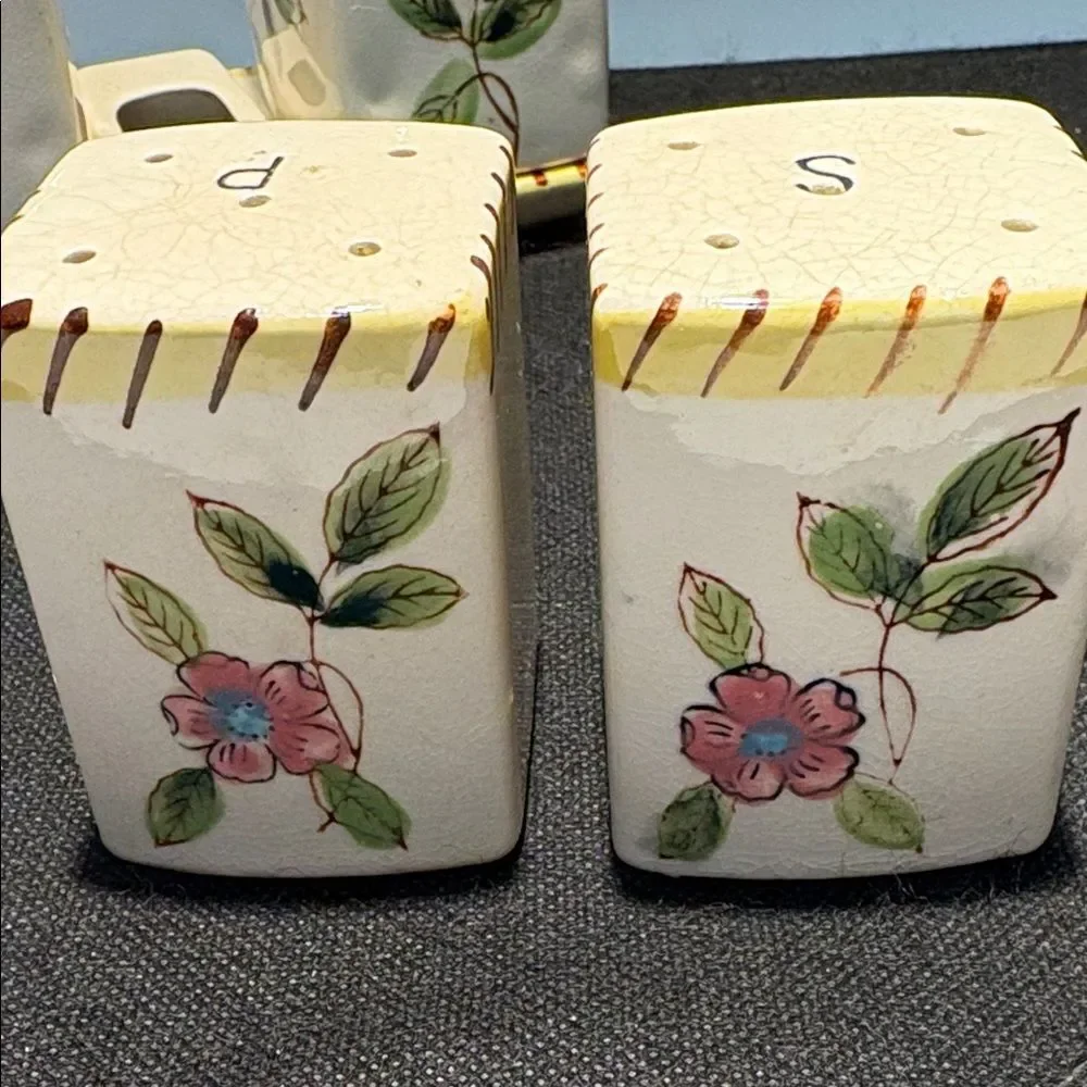Hand-Painted Floral Ceramic breakfast Set in Yellow Accent